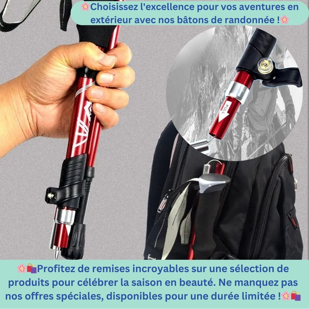 Bâton De Randonnée Multifonctionnel Pliable – Léger, Universel & Facile à Transporter Pour Trekking & Balades