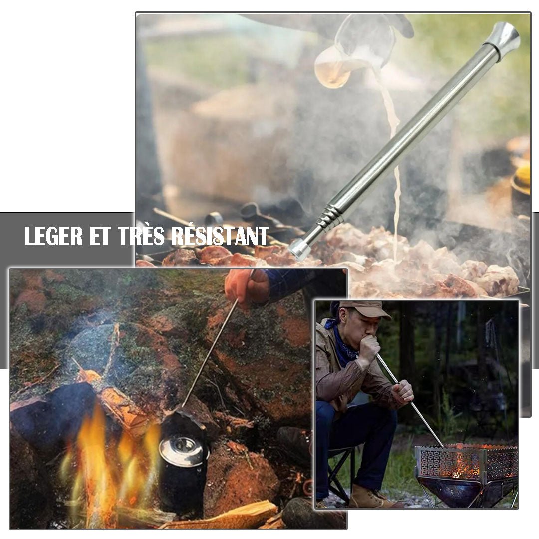 Soufflet à Feu Télescopique En Acier Inoxydable – Lot De 3 – Parfait Camping, Barbecue, Feu De Cheminée